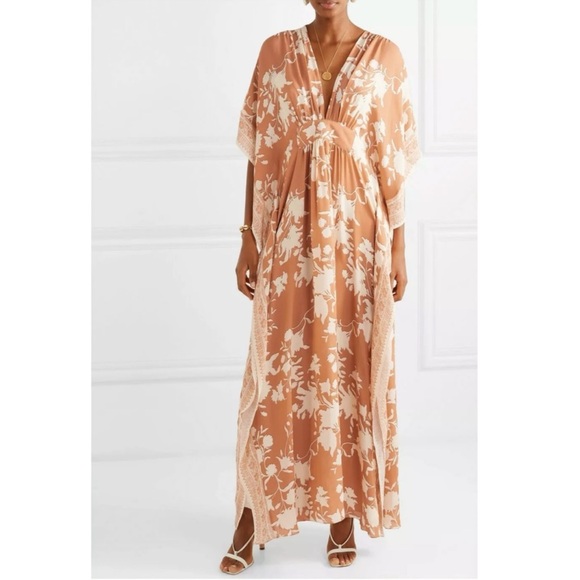 Johanna Ortiz Floral Orange and Cream Maxi Dress - Picture 5 of 12